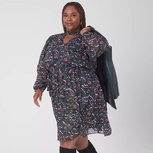Lane Bryant Cutout Metallic Floral Dress